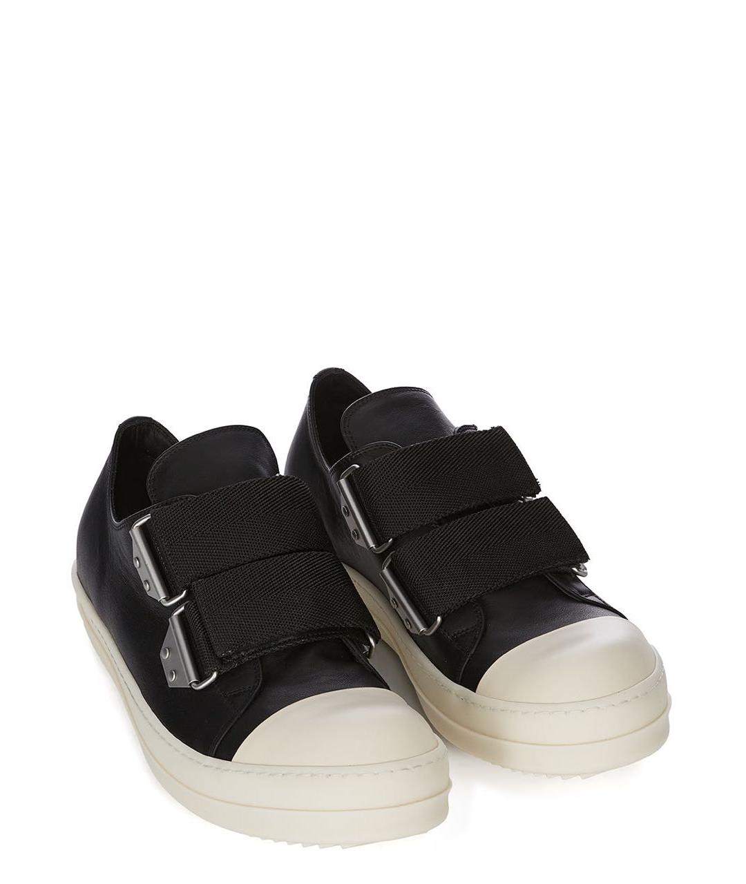 RICK OWENS Черные кожаные низкие кроссовки / кеды, фото 2