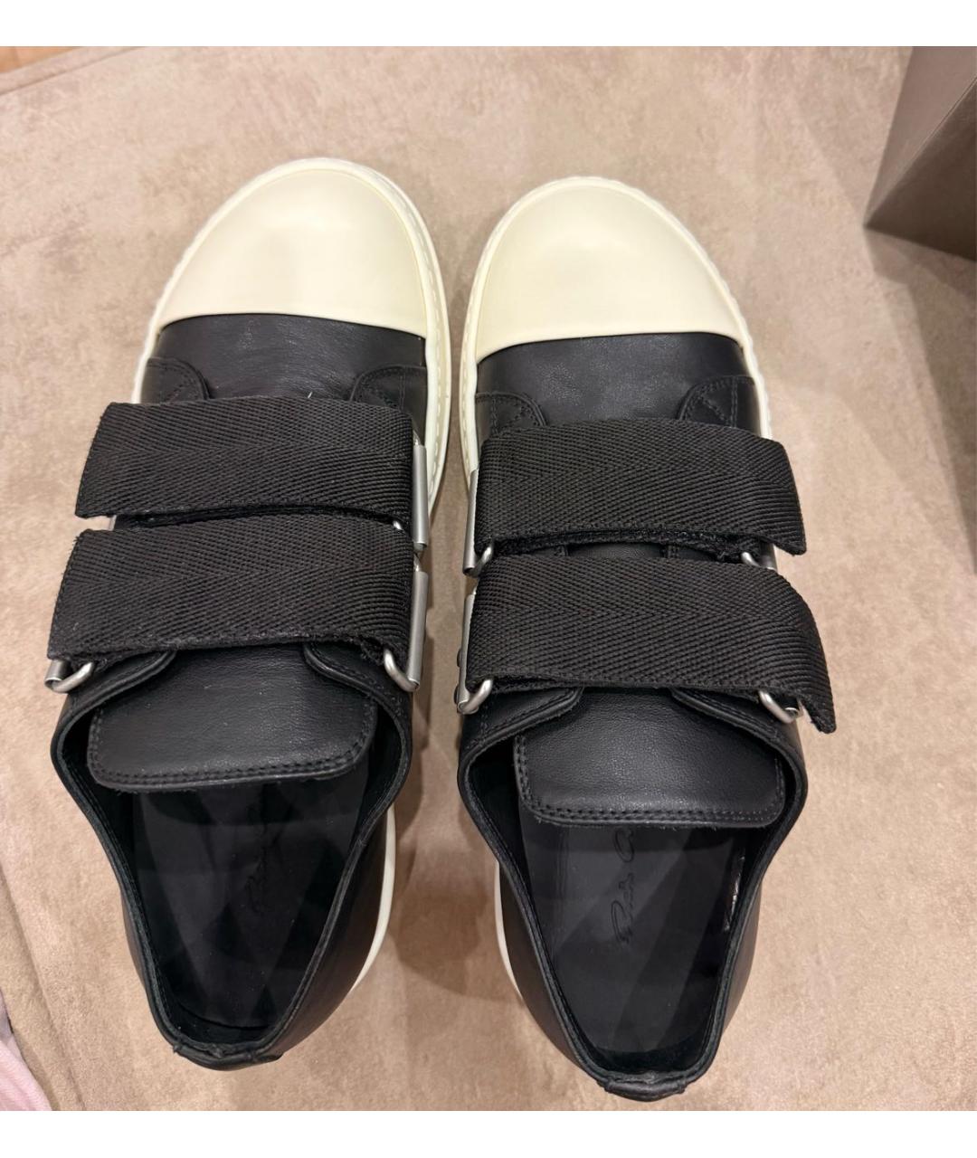 RICK OWENS Черные кожаные низкие кроссовки / кеды, фото 4
