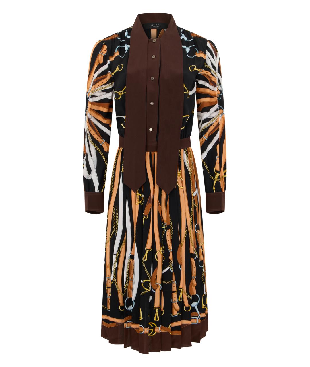 GUCCI Мульти шелковое повседневное платье, фото 1