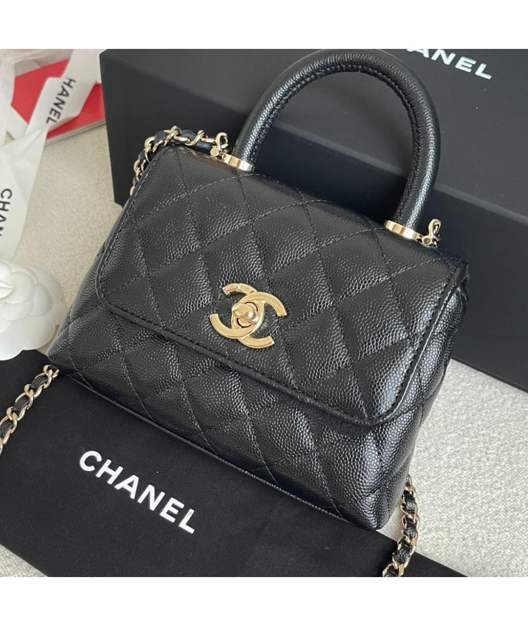 CHANEL Черная кожаная сумка через плечо, фото 6