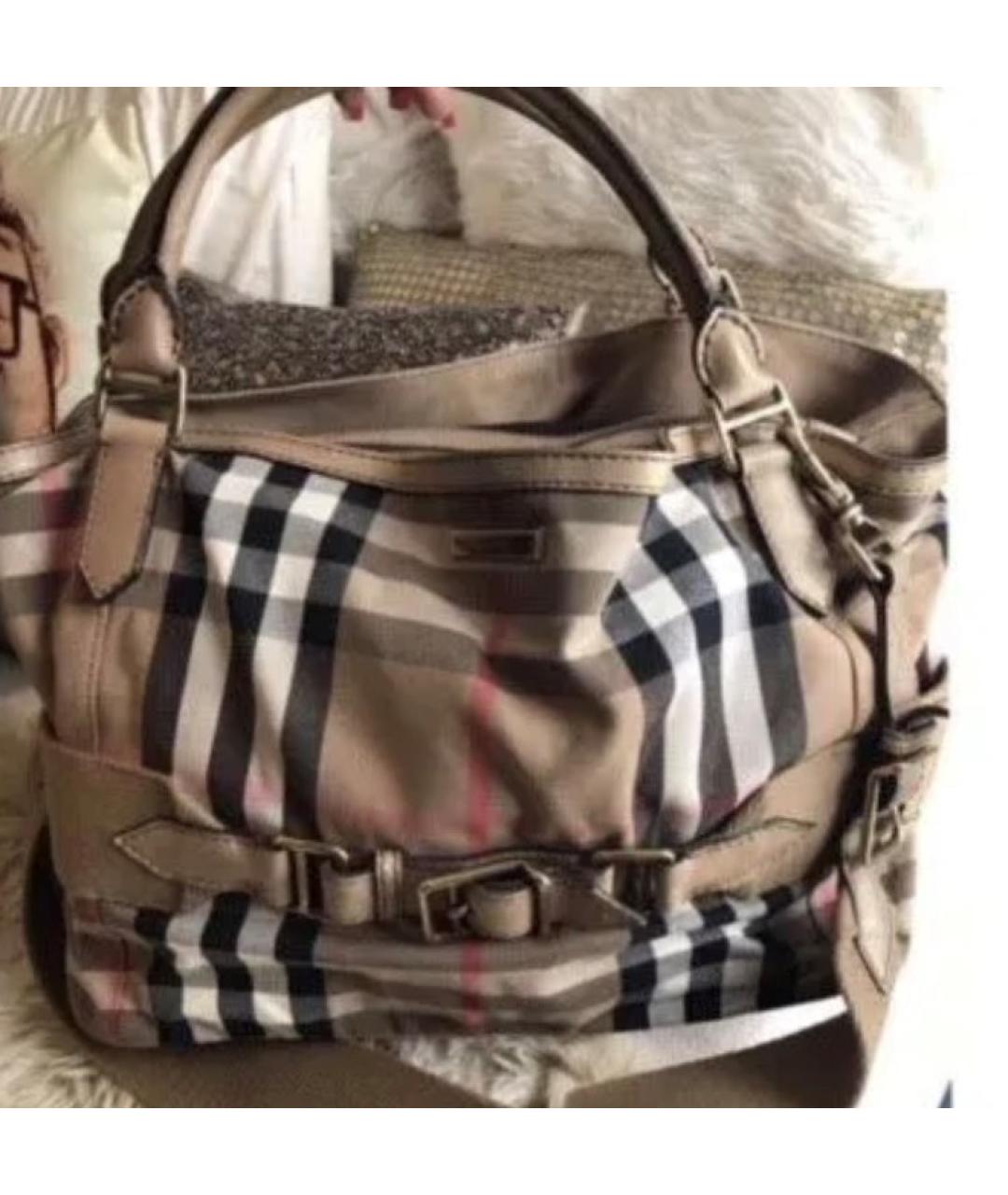 BURBERRY Бежевая дорожная/спортивная сумка из канвы, фото 2