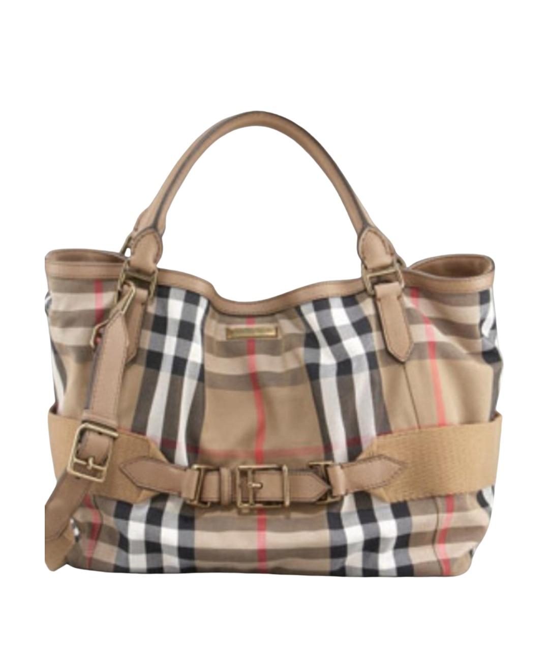 BURBERRY Бежевая дорожная/спортивная сумка из канвы, фото 1