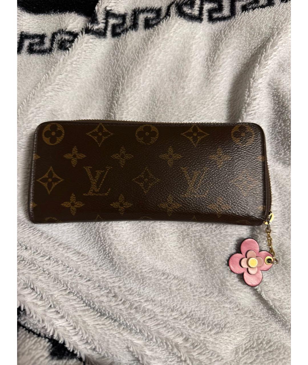 LOUIS VUITTON Коричневый кожаный кошелек, фото 3