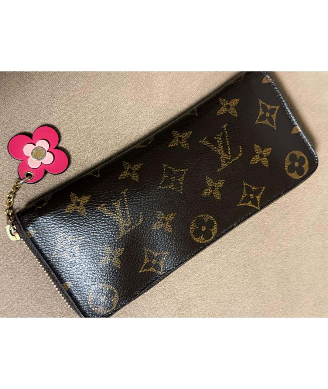 LOUIS VUITTON Коричневый кожаный кошелек, фото 2