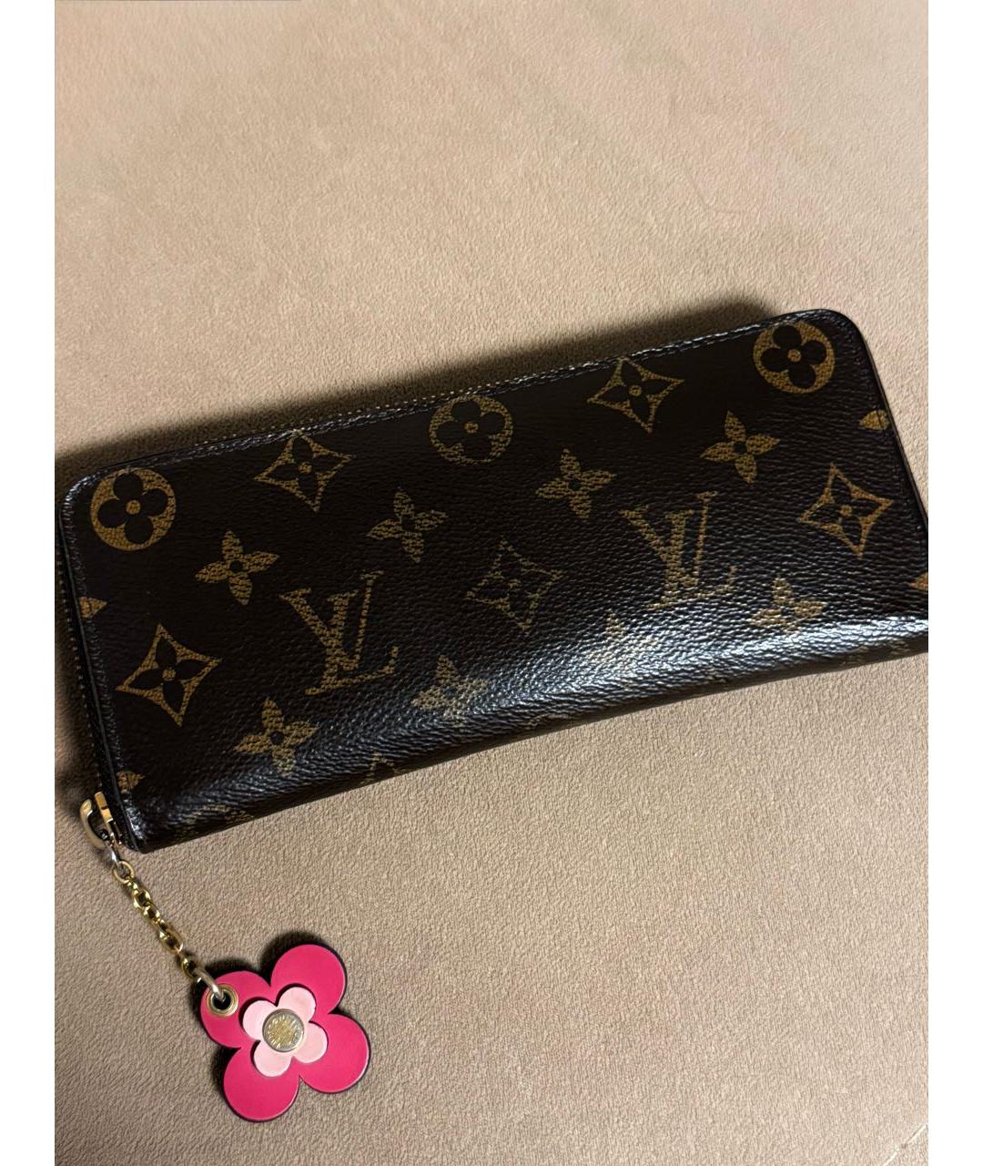 LOUIS VUITTON Коричневый кожаный кошелек, фото 6