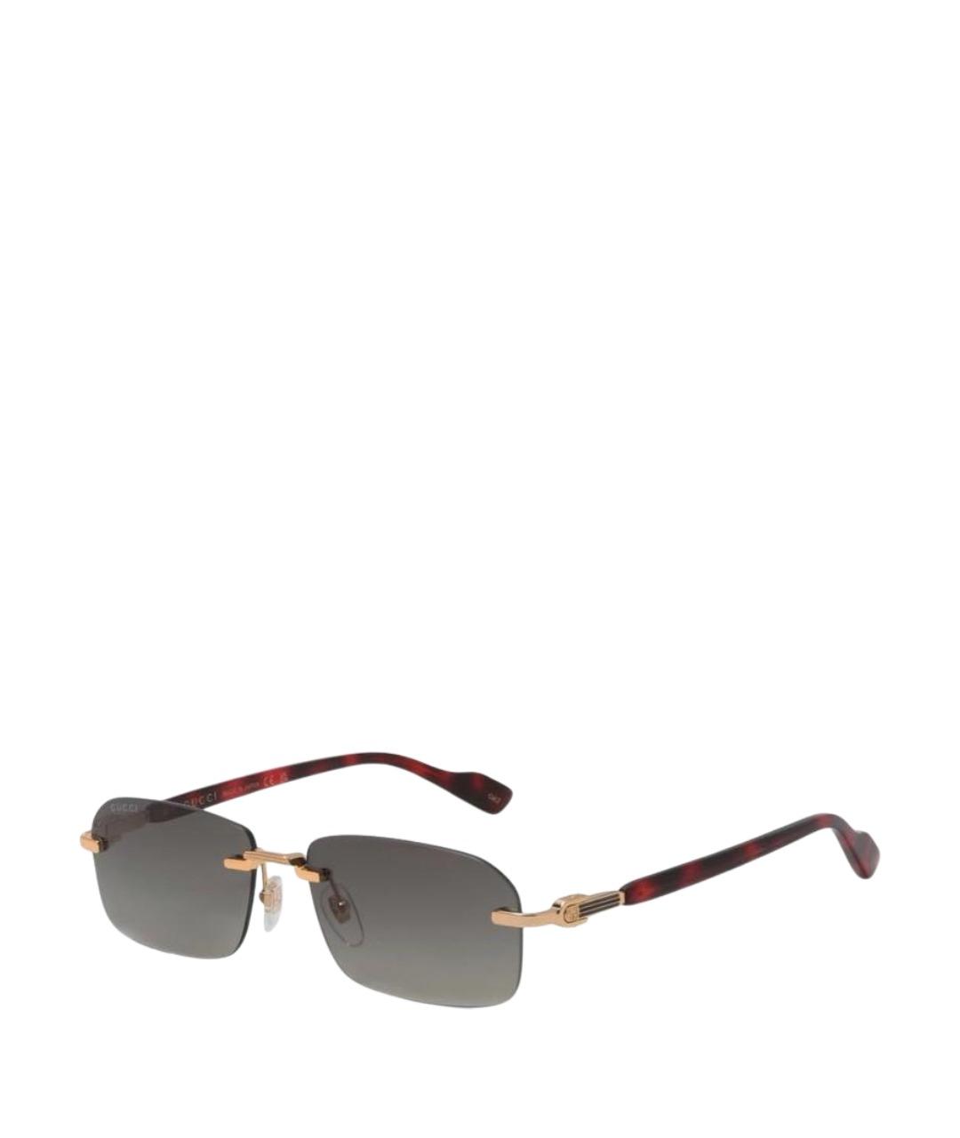 GUCCI Золотые металлические солнцезащитные очки, фото 1