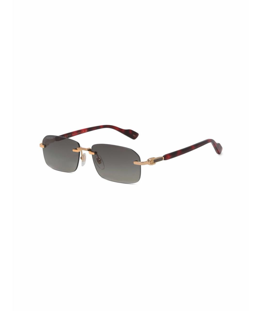 GUCCI Золотые металлические солнцезащитные очки, фото 8