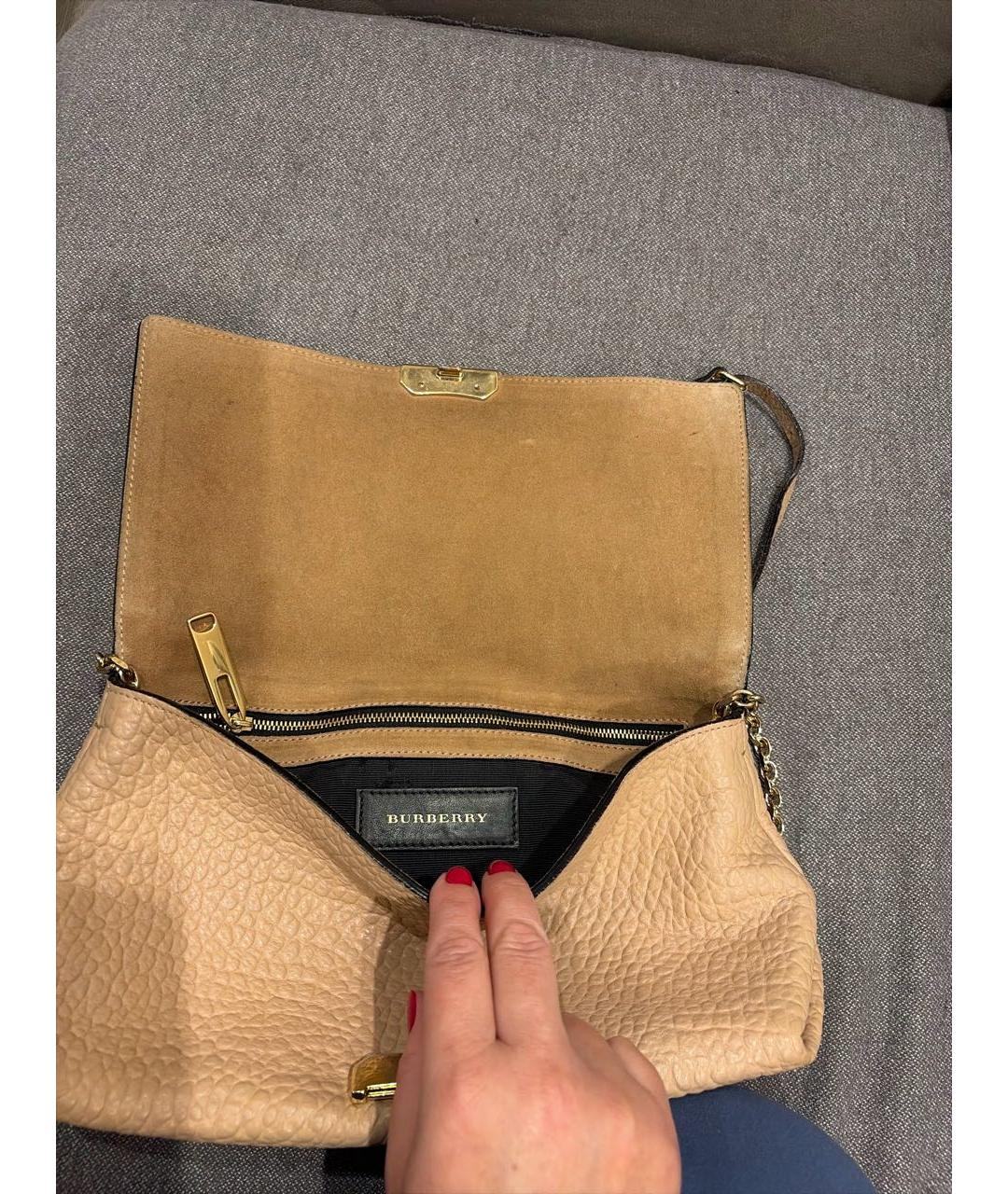 BURBERRY Бежевая кожаная сумка через плечо, фото 5