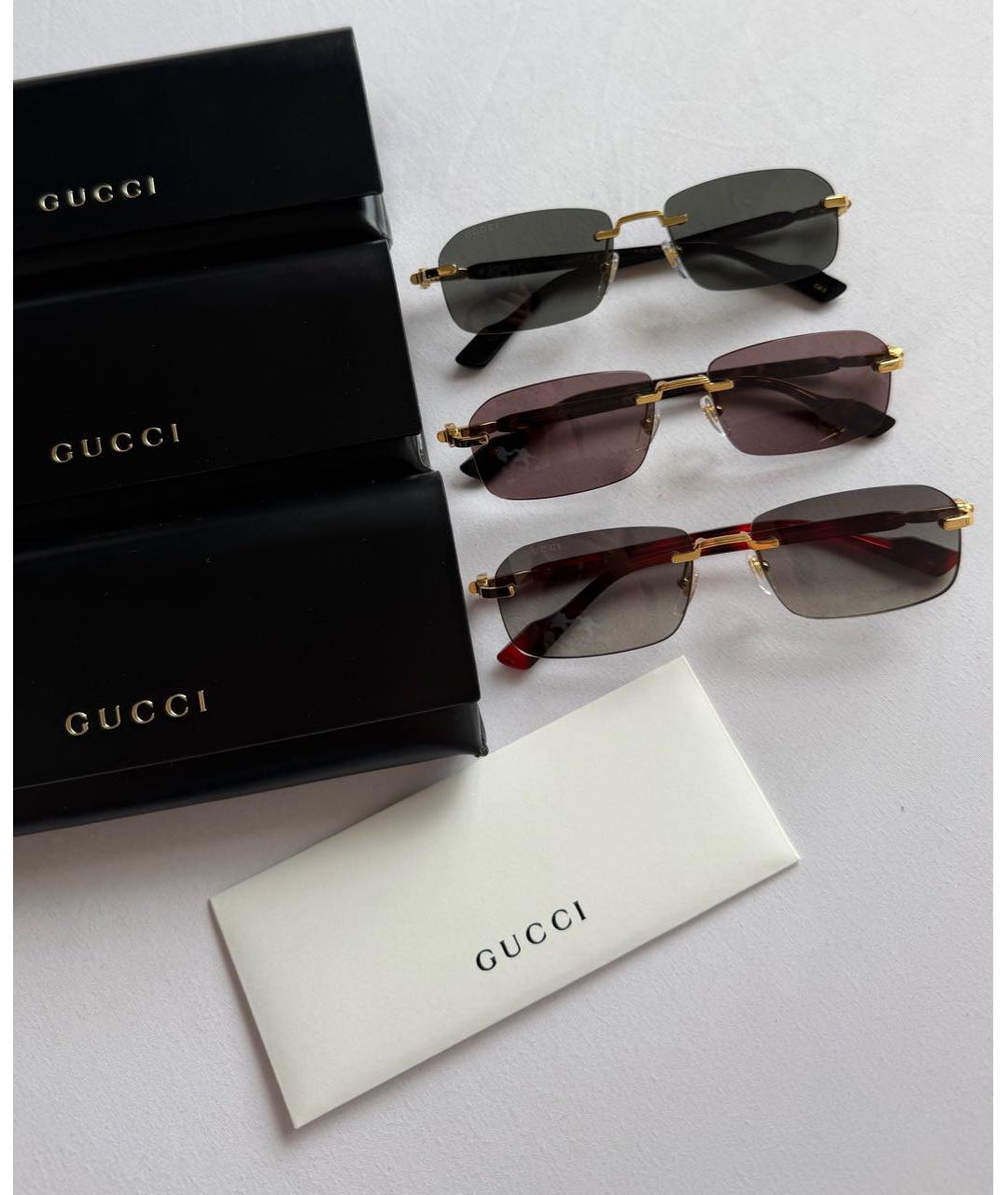 GUCCI Черные металлические солнцезащитные очки, фото 4