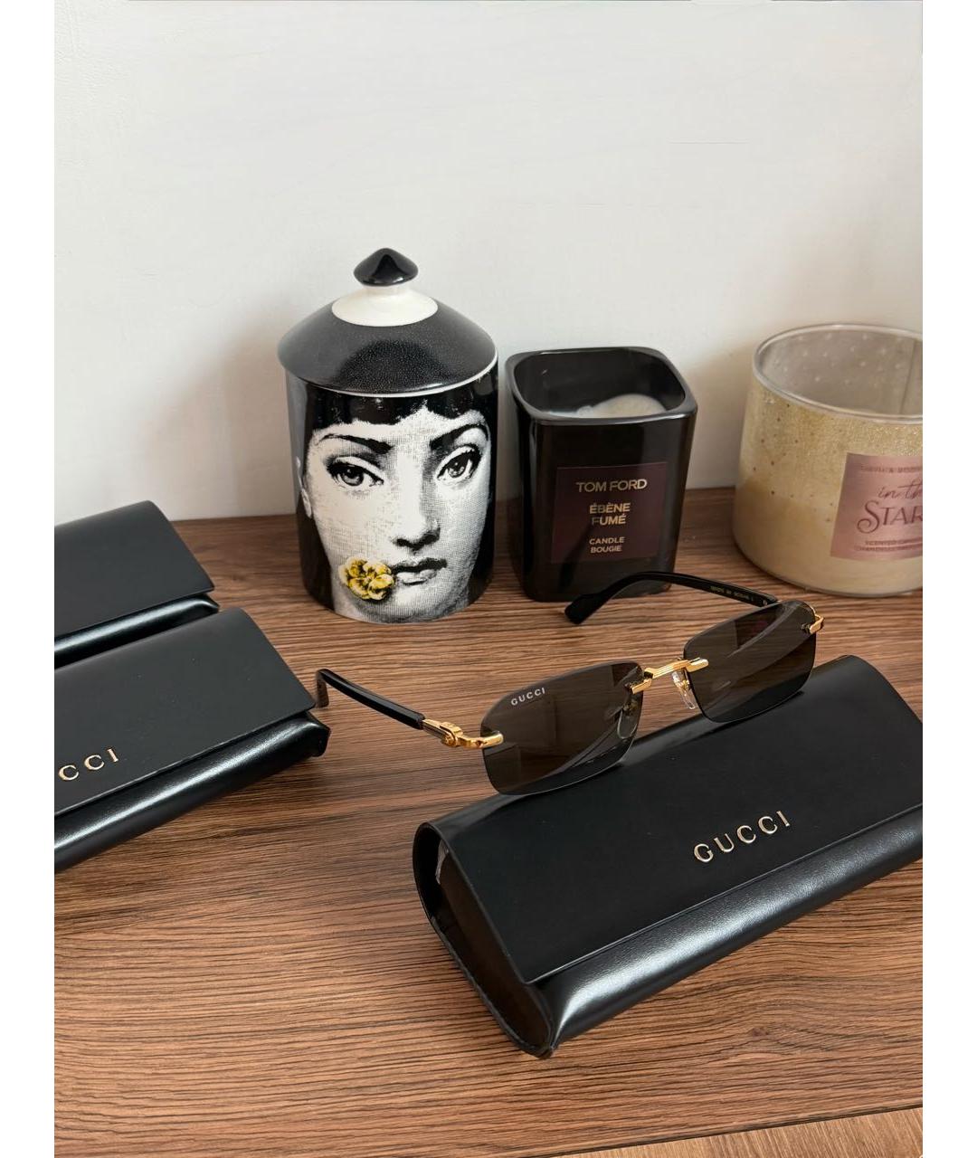 GUCCI Черные металлические солнцезащитные очки, фото 6