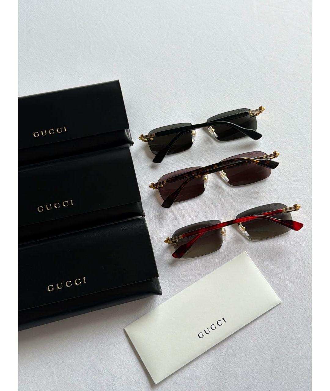 GUCCI Черные металлические солнцезащитные очки, фото 5