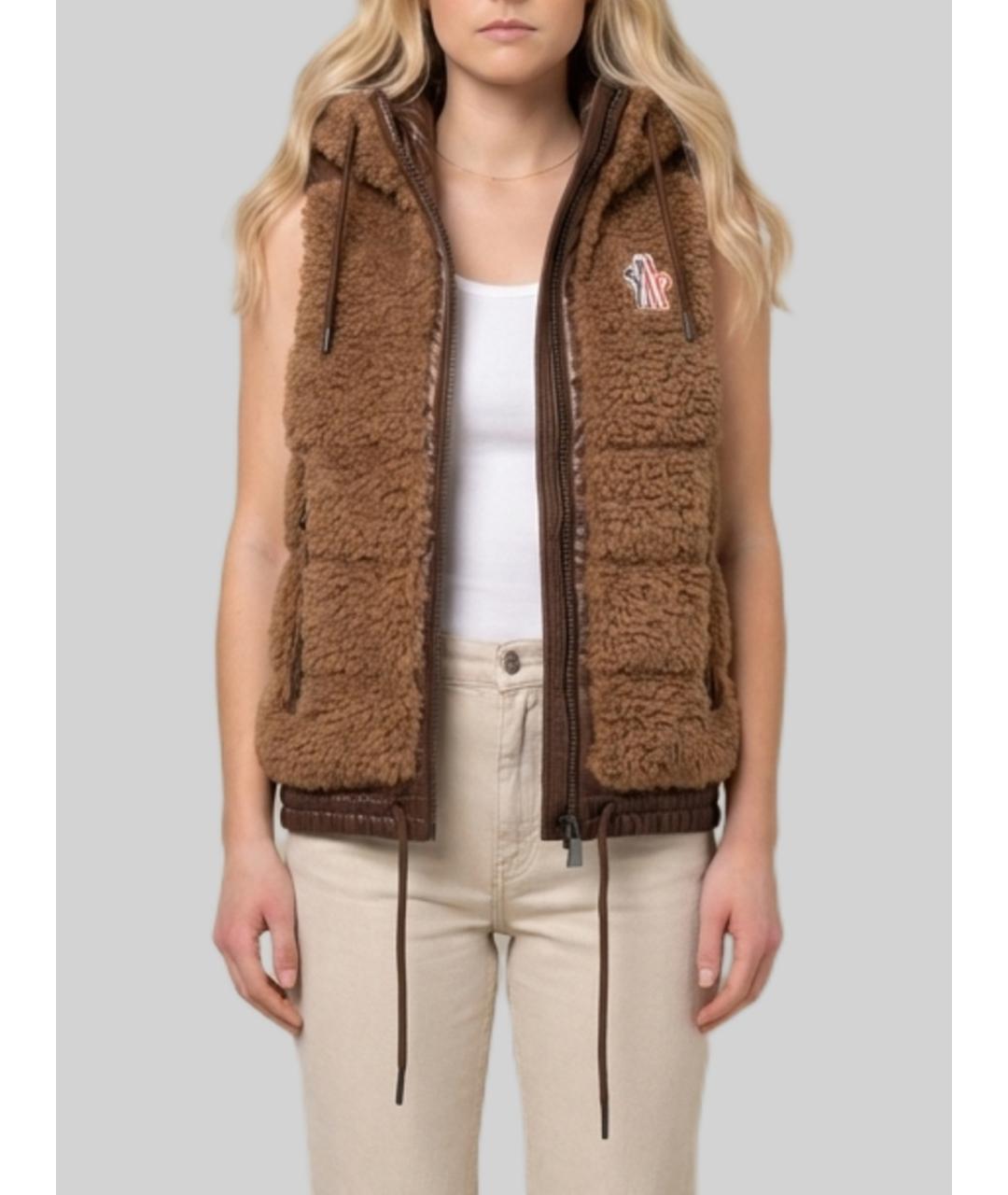 MONCLER GRENOBLE Коричневая полиэстеровая жилетка, фото 4