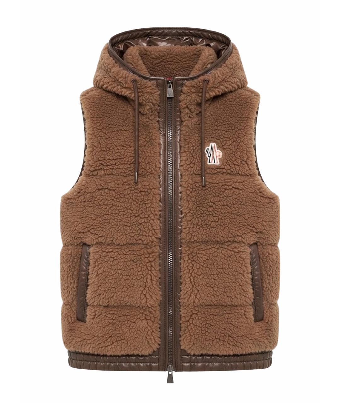 MONCLER GRENOBLE Коричневая полиэстеровая жилетка, фото 1