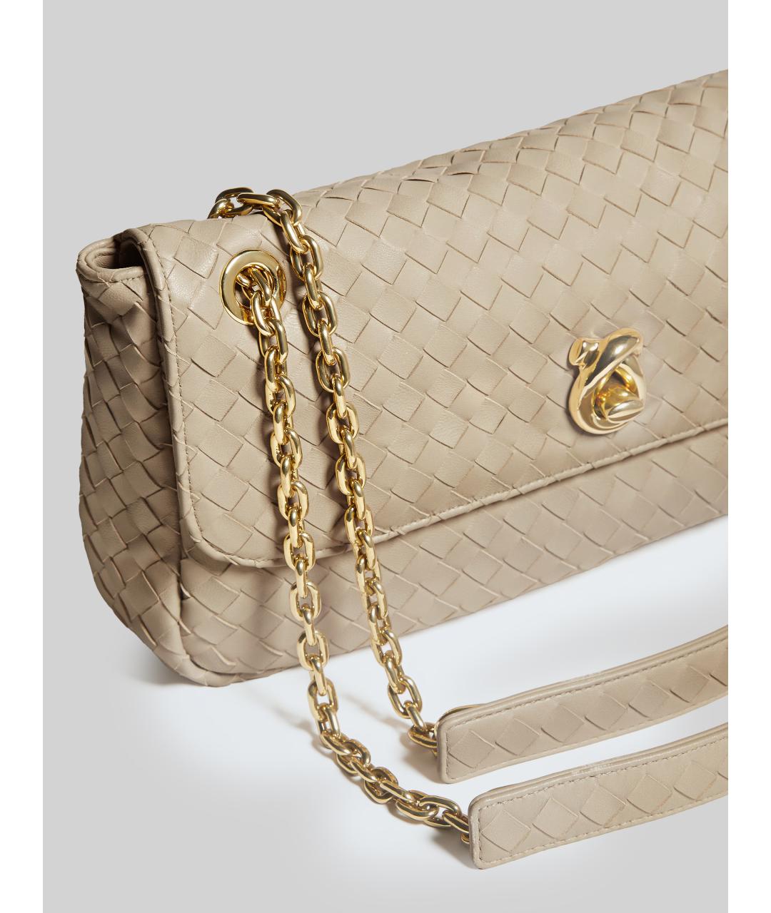 BOTTEGA VENETA Бежевая кожаная сумка через плечо, фото 4