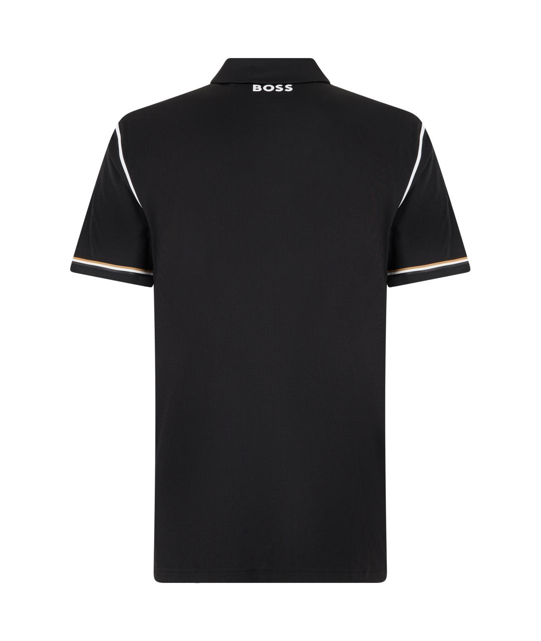HUGO BOSS Черное синтетическое поло с коротким рукавом, фото 2