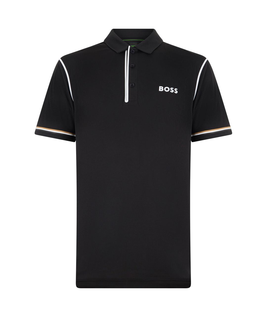 HUGO BOSS Черное синтетическое поло с коротким рукавом, фото 1