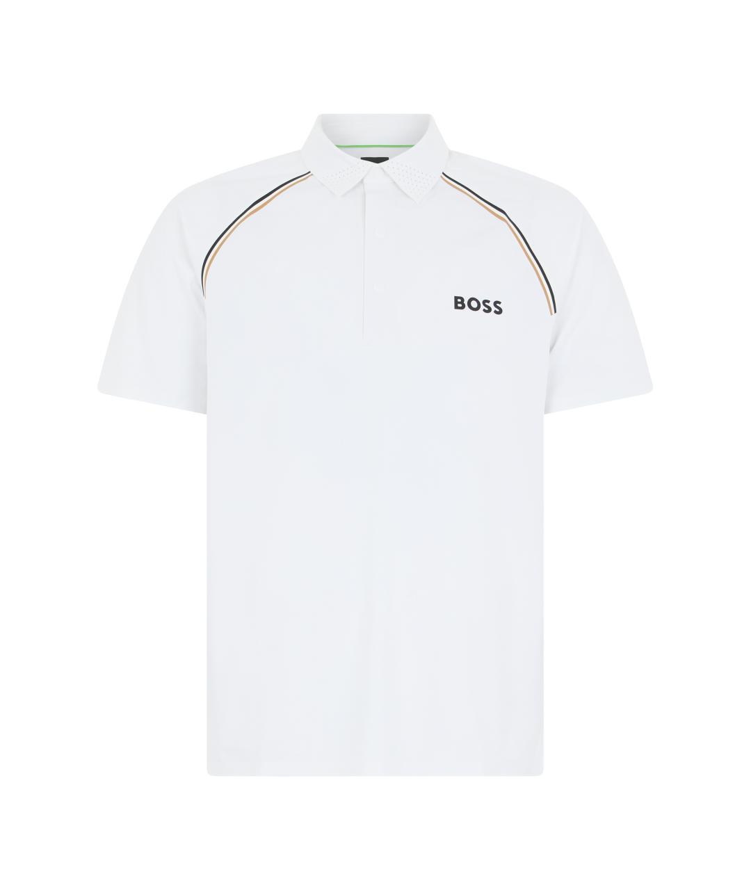 HUGO BOSS Белое синтетическое поло с коротким рукавом, фото 1