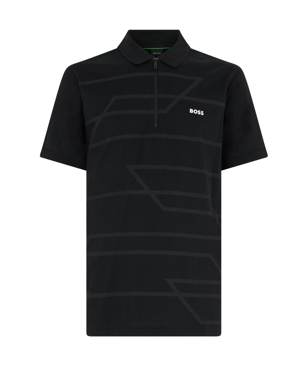 HUGO BOSS Черное хлопковое поло с коротким рукавом, фото 1