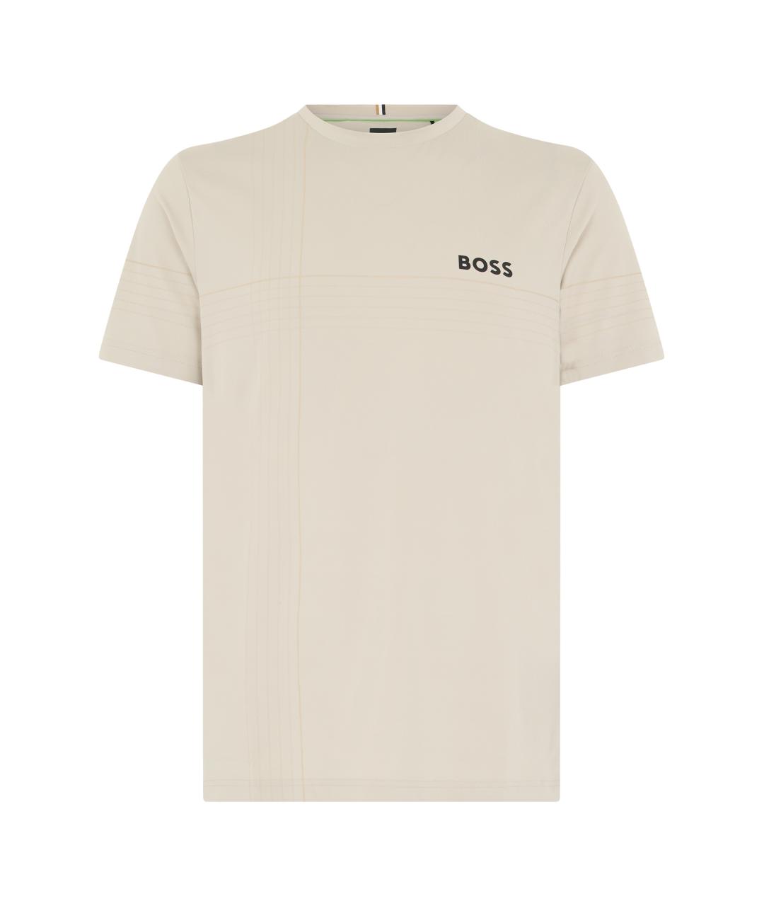 HUGO BOSS Бежевая синтетическая футболка, фото 1