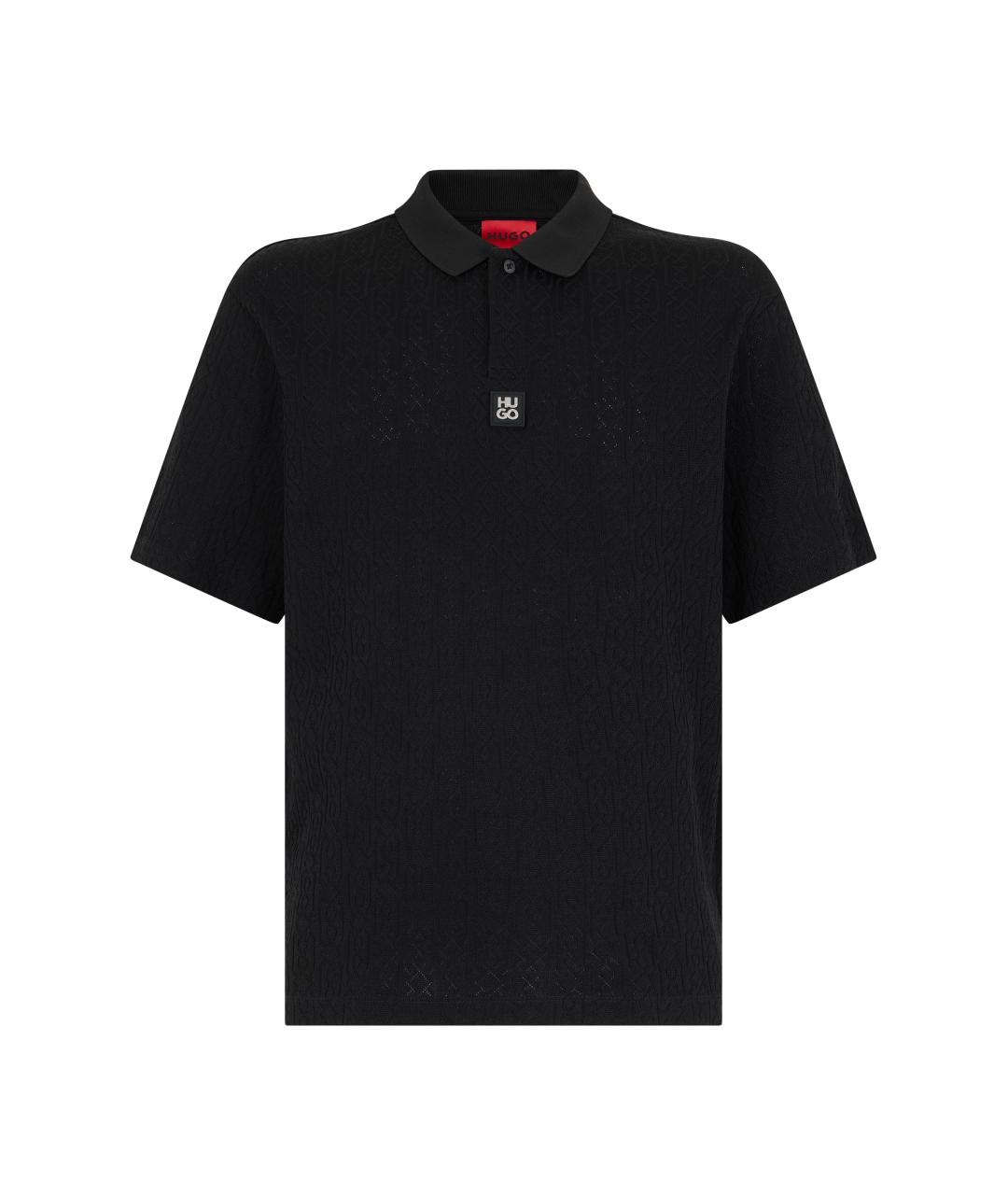 HUGO BOSS Черное вискозное поло с коротким рукавом, фото 1