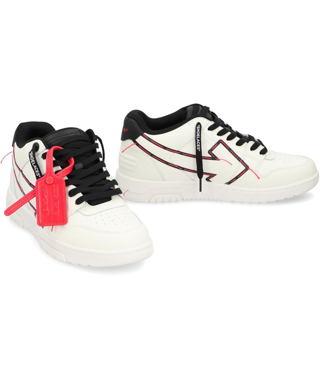 OFF-WHITE Белые кожаные низкие кроссовки / кеды, фото 2