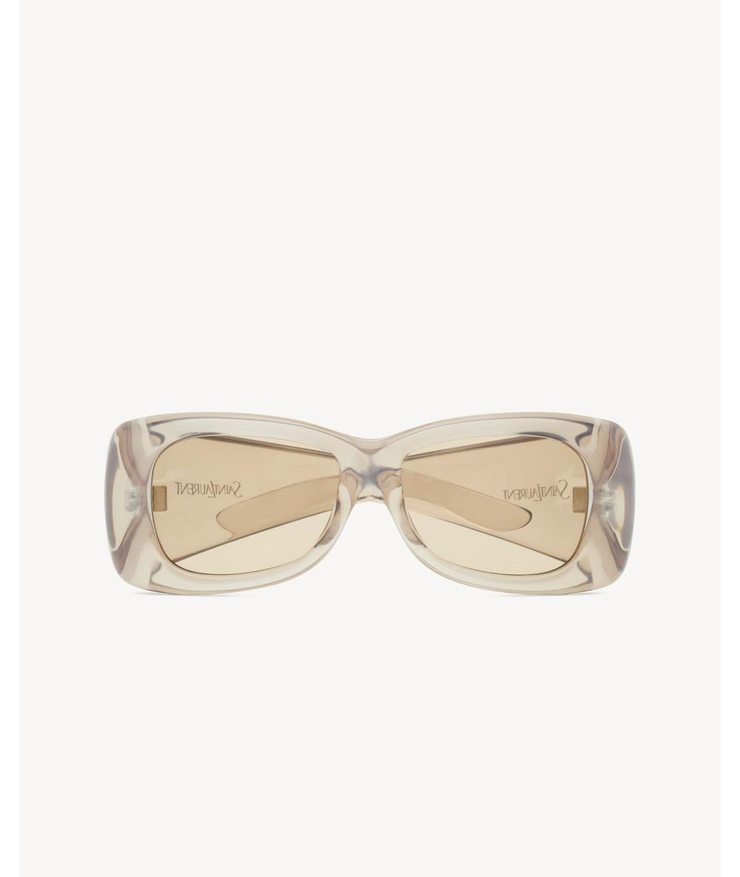 SAINT LAURENT Бежевые пластиковые солнцезащитные очки, фото 3