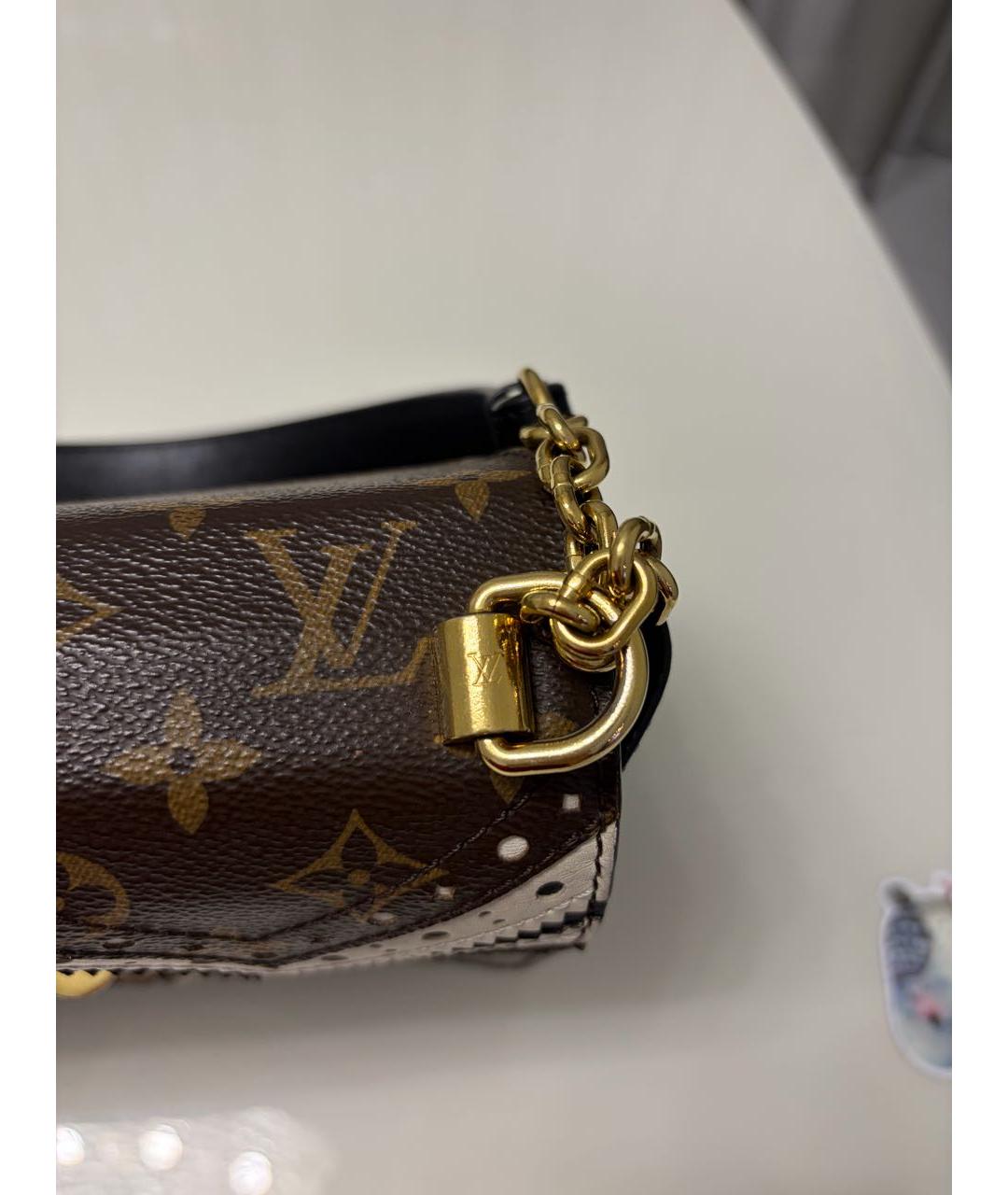 LOUIS VUITTON Коричневая кожаная сумка через плечо, фото 8
