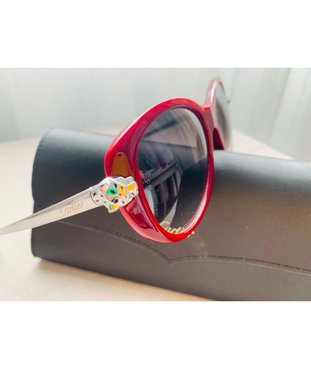 CARTIER Бордовые пластиковые солнцезащитные очки, фото 3