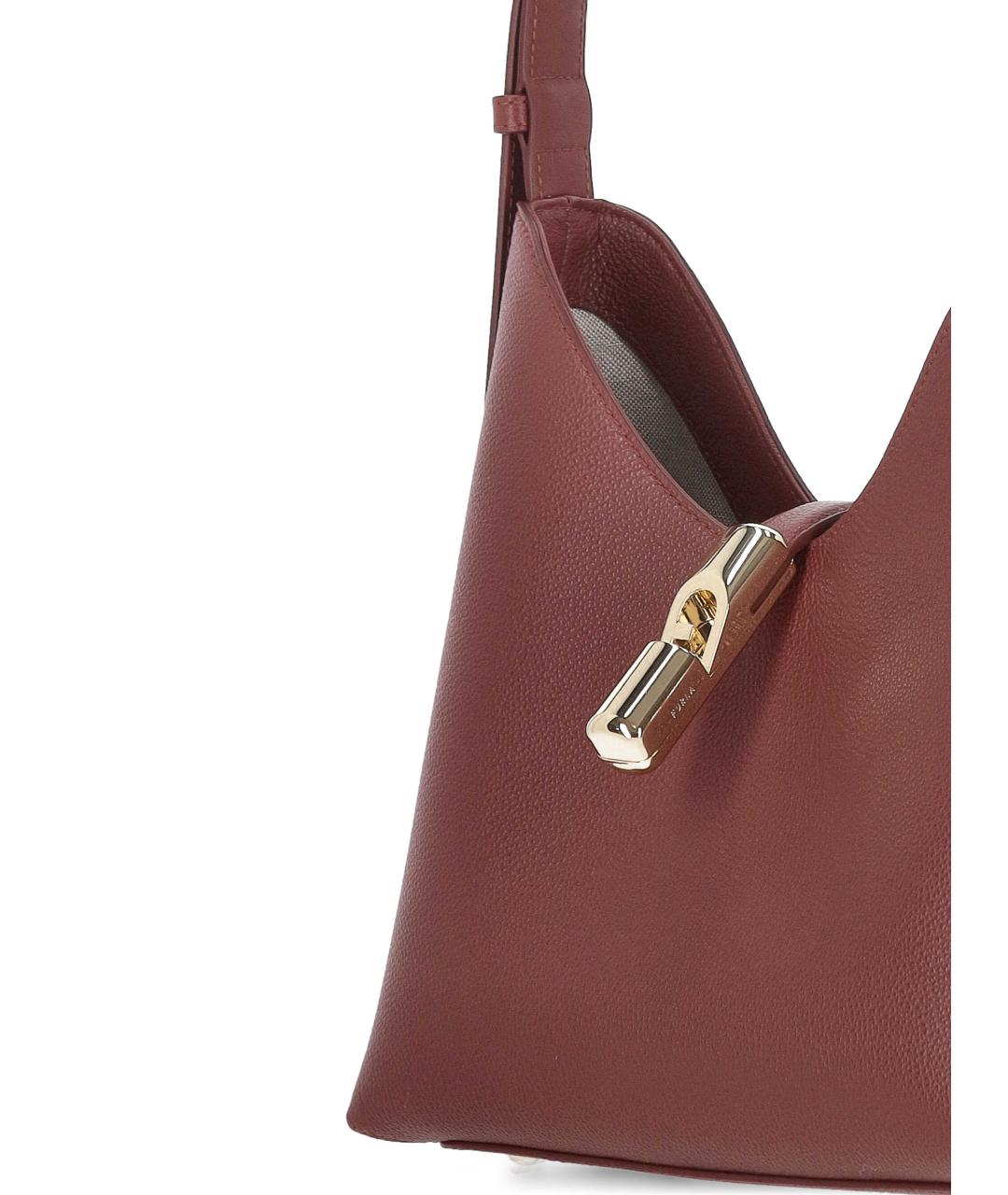 FURLA Бордовая кожаная сумка через плечо, фото 4