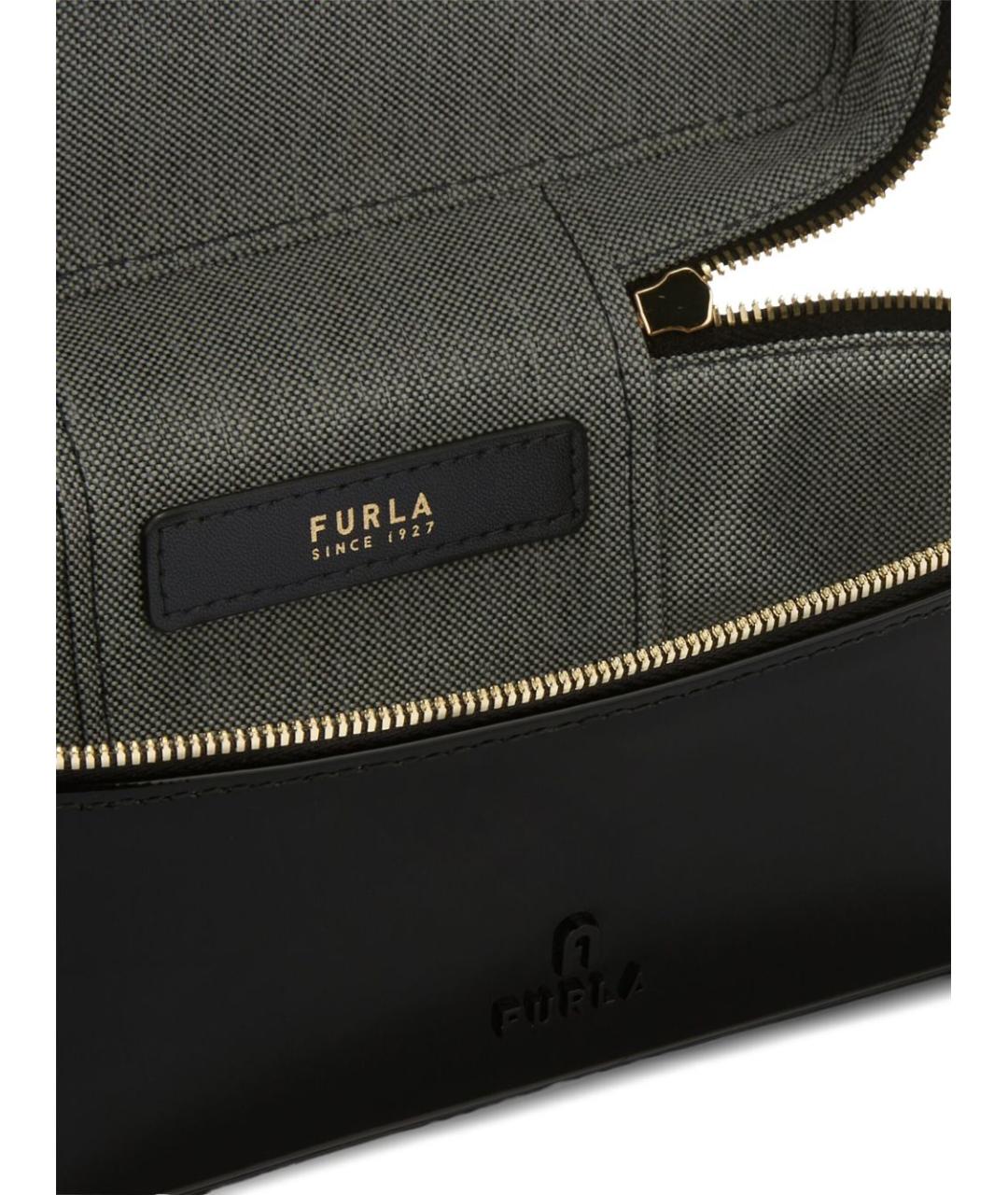 FURLA Черная кожаная сумка с короткими ручками, фото 3