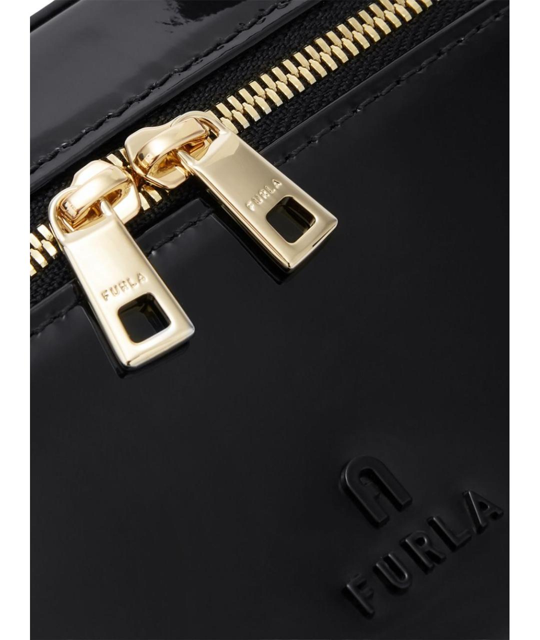 FURLA Черная кожаная сумка с короткими ручками, фото 4