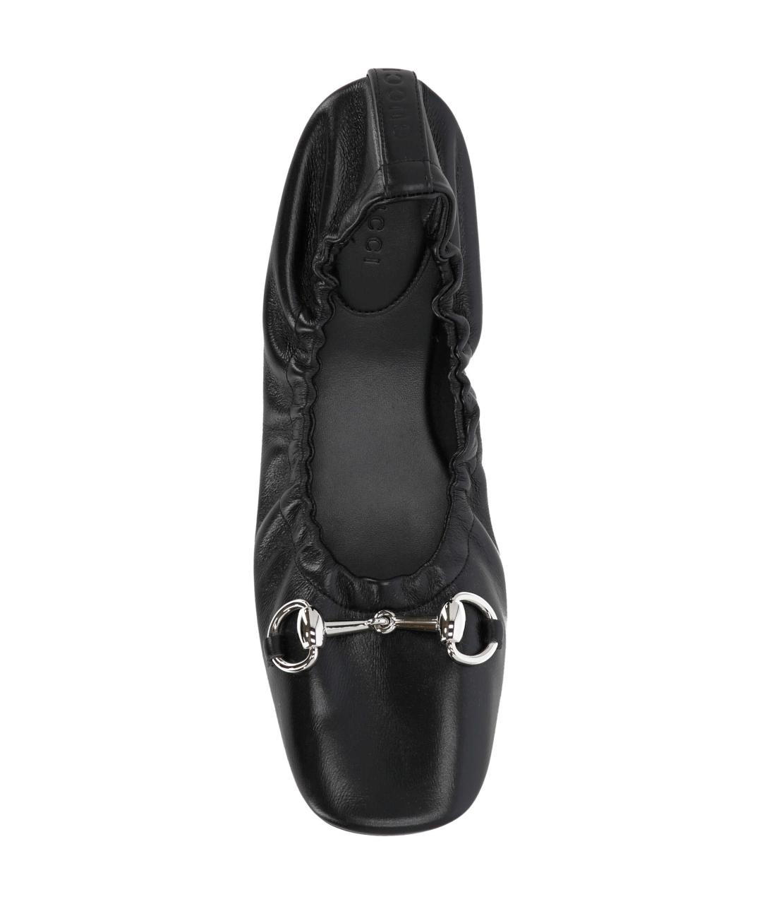 GUCCI Черные кожаные балетки, фото 4