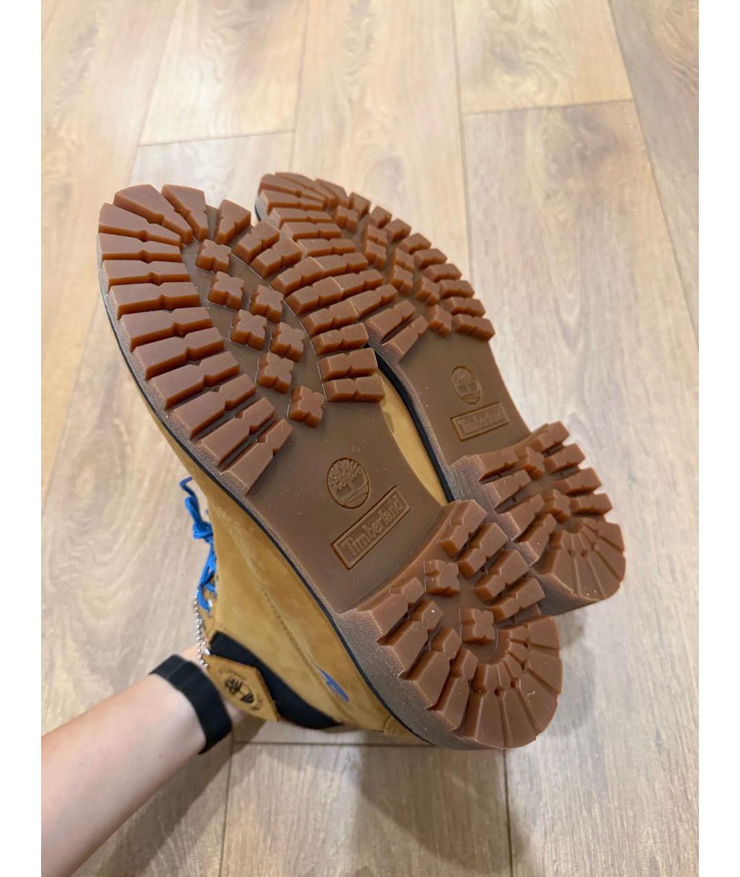 TIMBERLAND Горчичные нубуковые высокие ботинки, фото 4