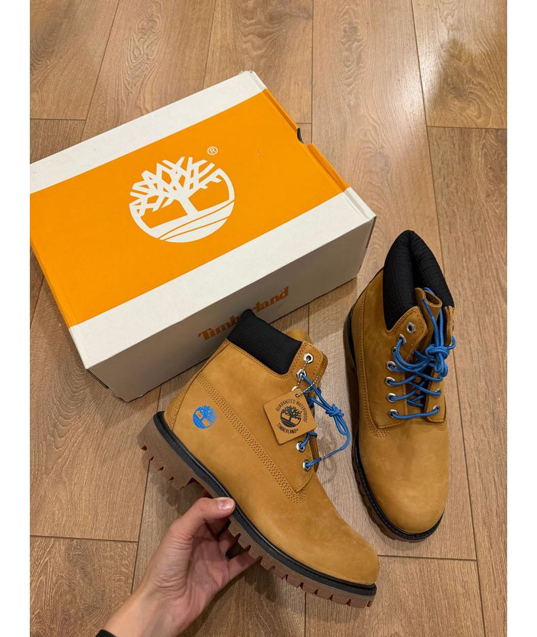TIMBERLAND Горчичные нубуковые высокие ботинки, фото 5