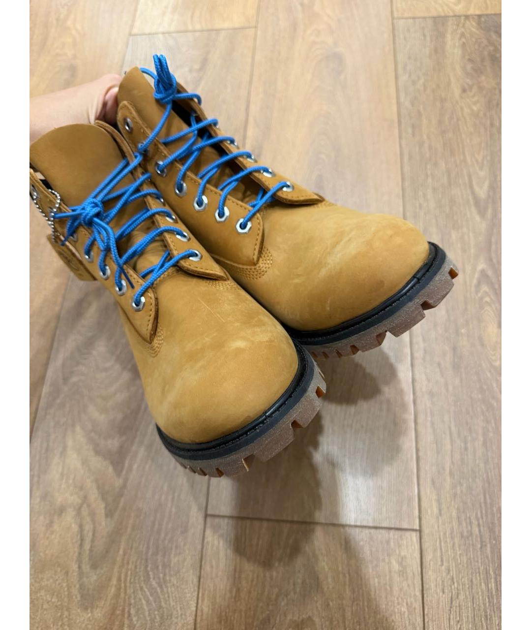 TIMBERLAND Горчичные нубуковые высокие ботинки, фото 3
