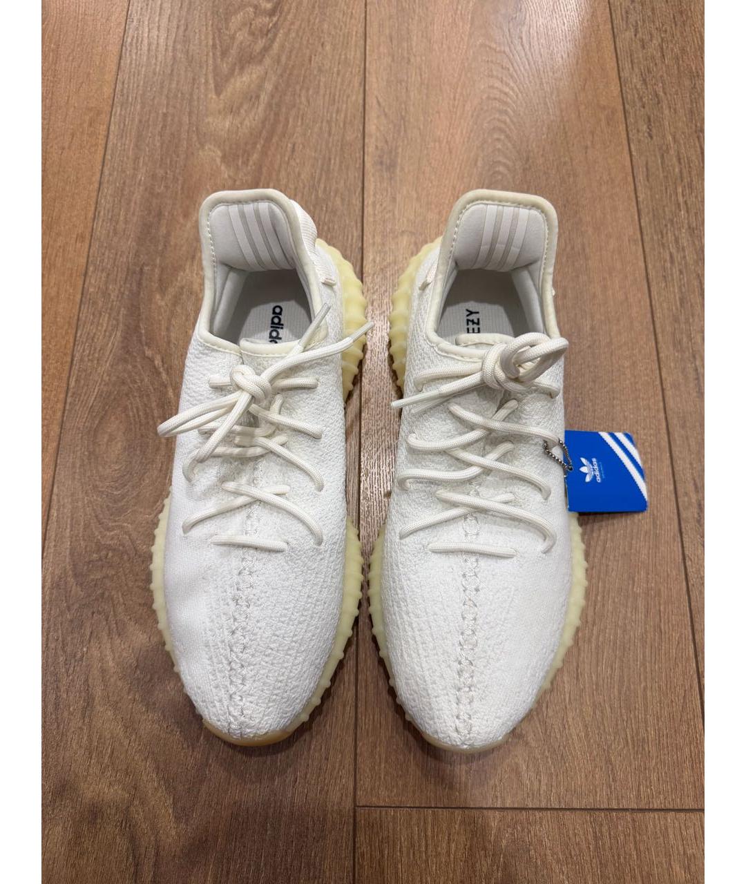 ADIDAS YEEZY Белые текстильные низкие кроссовки / кеды, фото 4