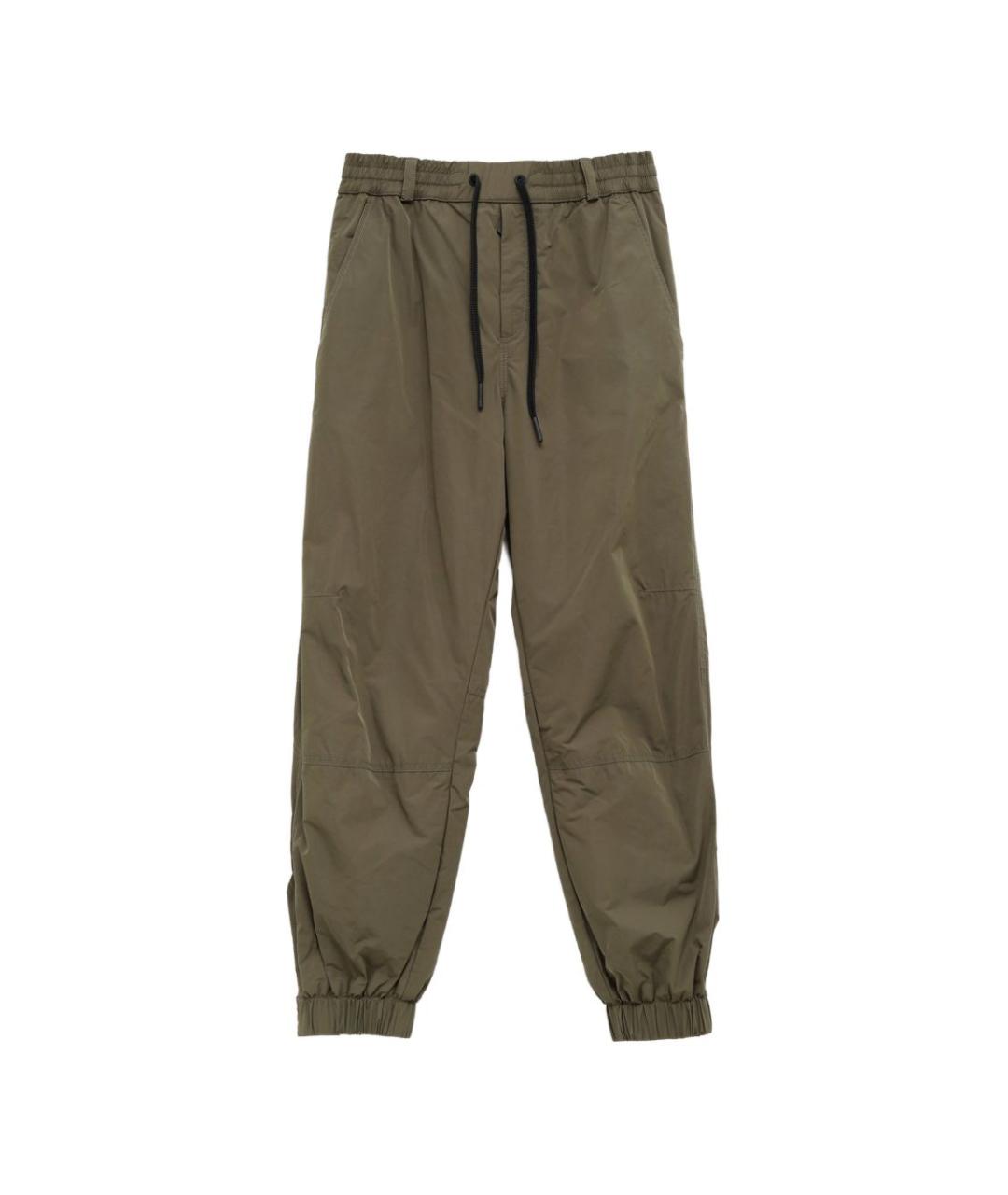 MONCLER GRENOBLE Хаки полиэстеровые повседневные брюки, фото 1