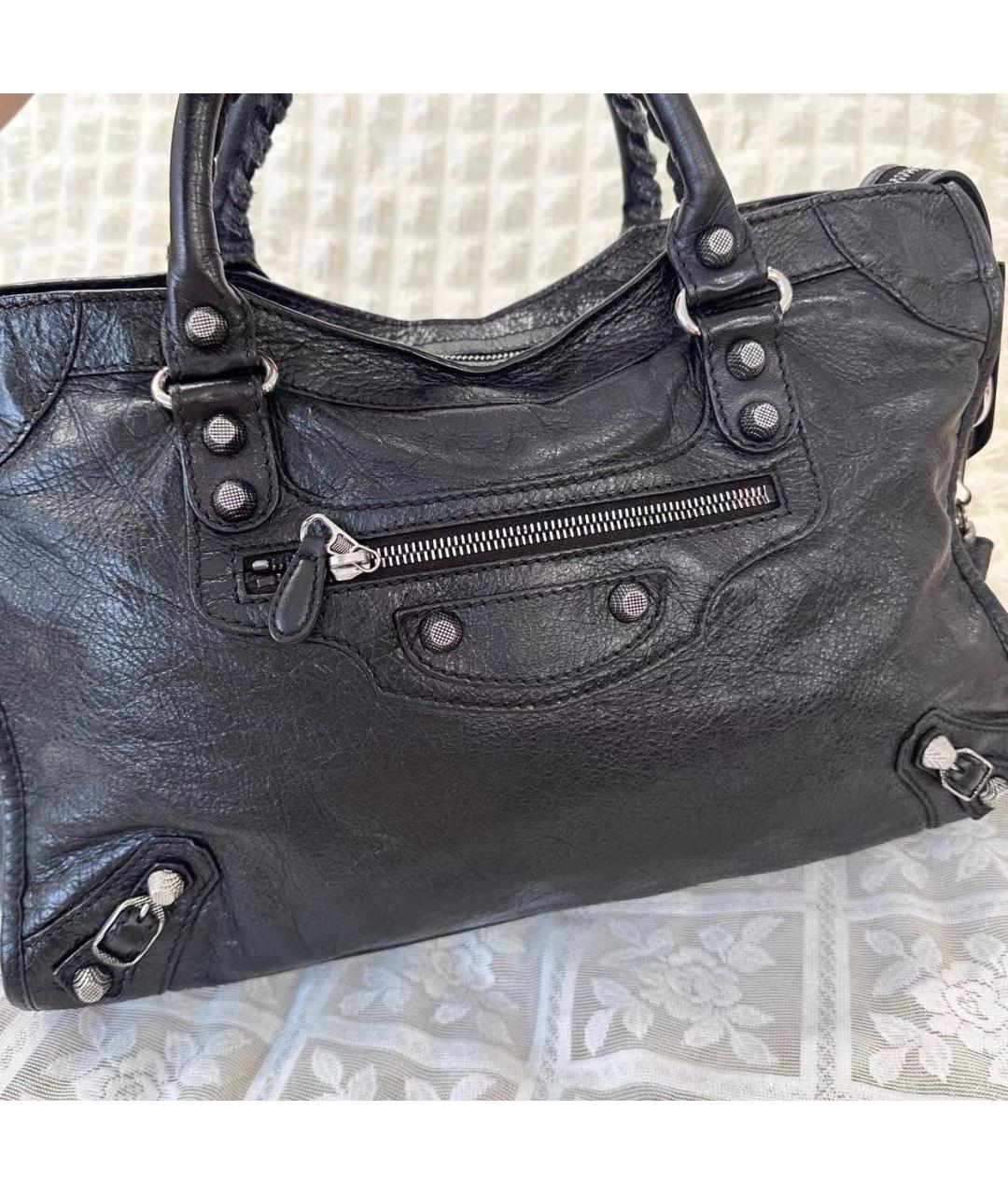 BALENCIAGA Черная кожаная сумка тоут, фото 2