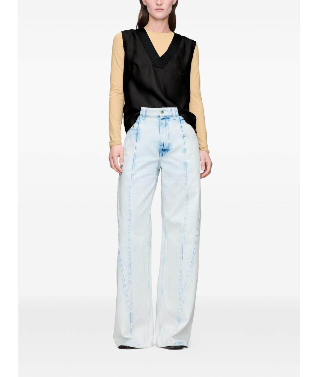 MAISON MARGIELA Голубые хлопковые прямые джинсы, фото 4
