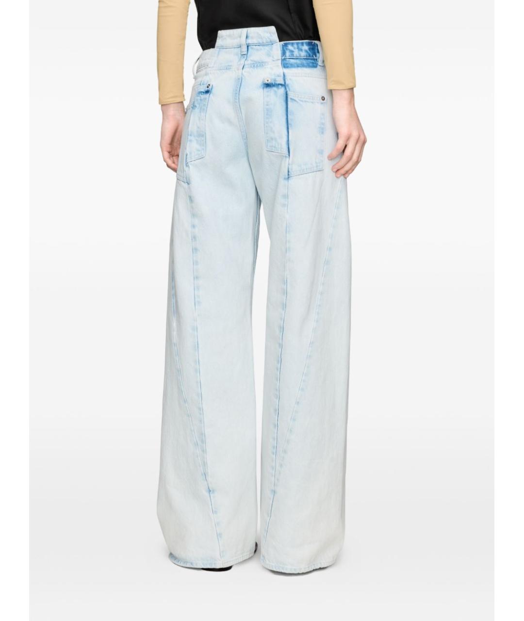 MAISON MARGIELA Голубые хлопковые прямые джинсы, фото 3
