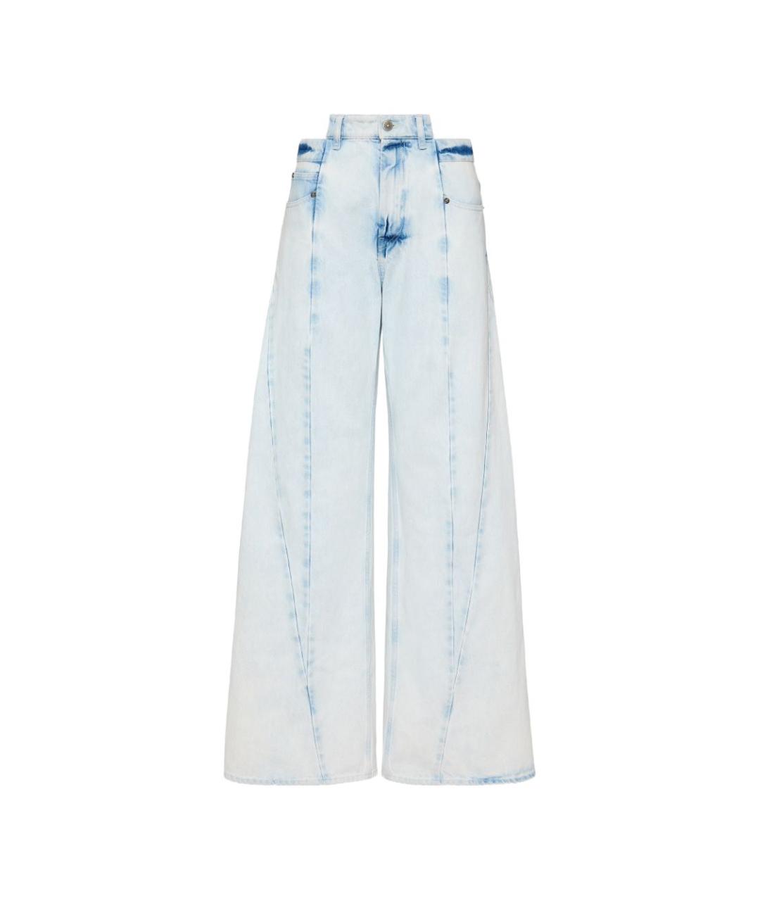 MAISON MARGIELA Голубые хлопковые прямые джинсы, фото 1