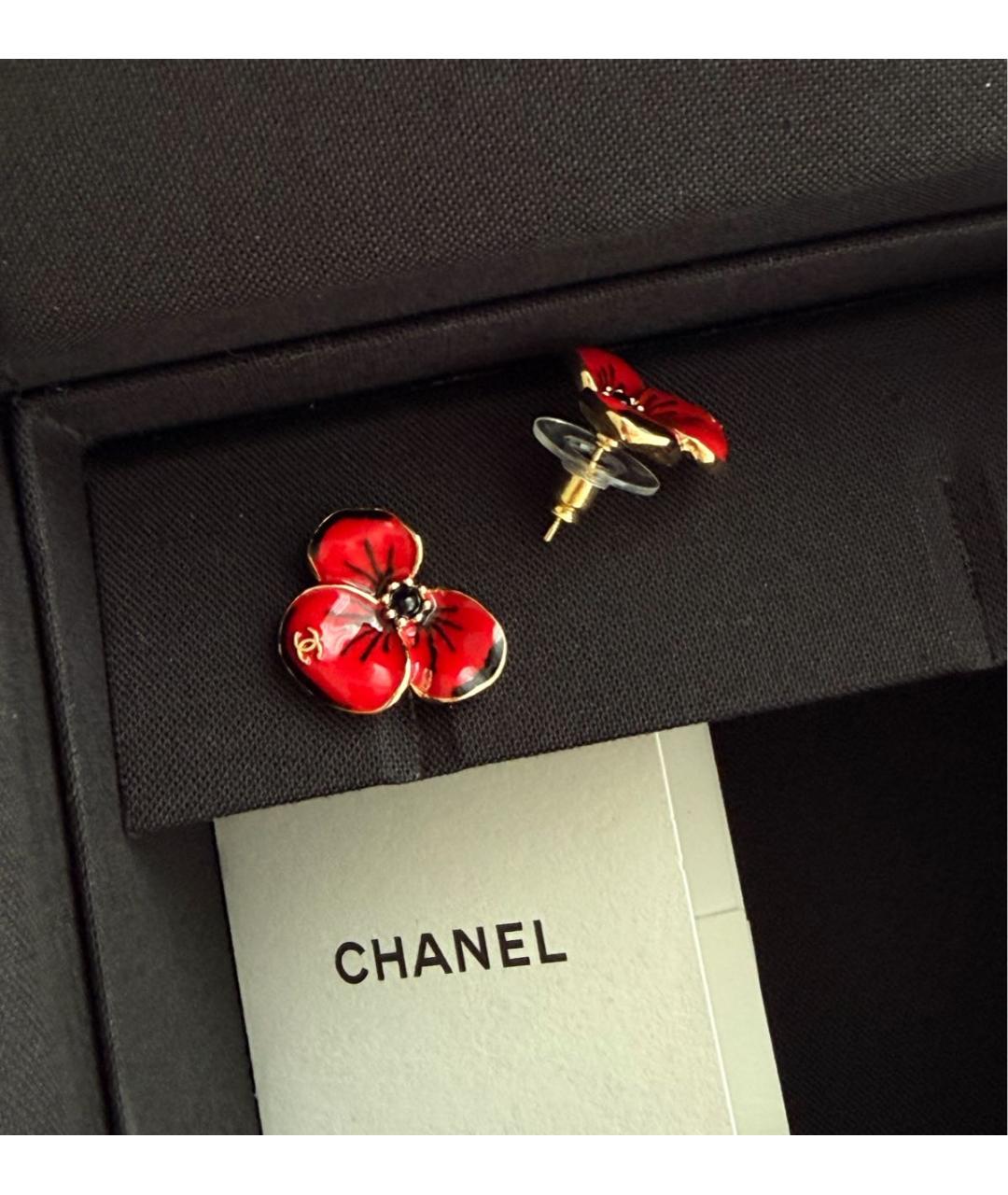 CHANEL Красные серьги, фото 3