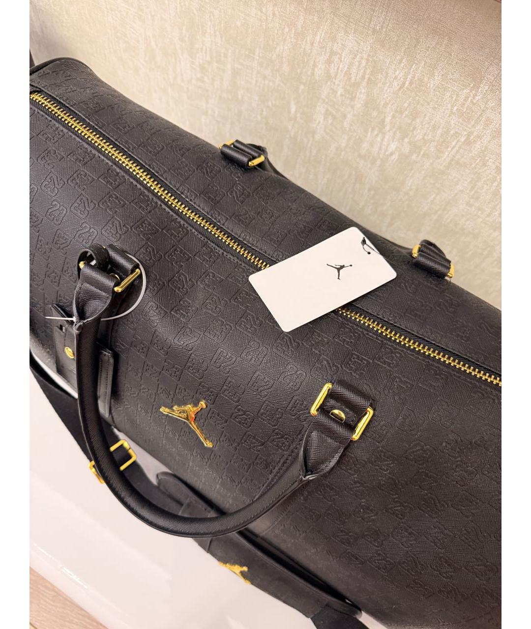 JORDAN Черная кожаная дорожная/спортивная сумка, фото 2
