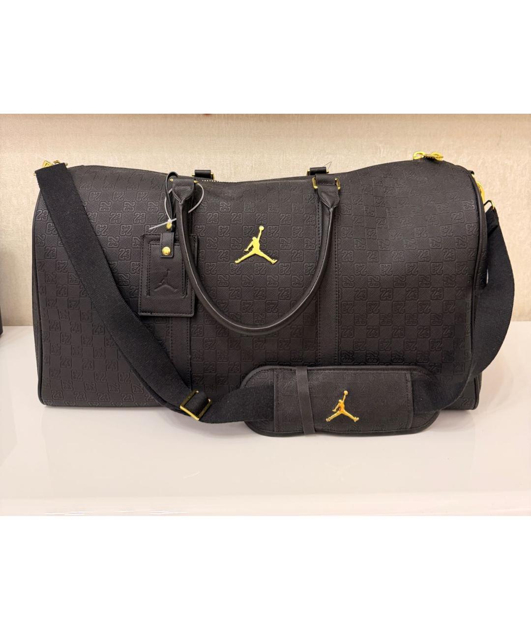 JORDAN Черная кожаная дорожная/спортивная сумка, фото 5