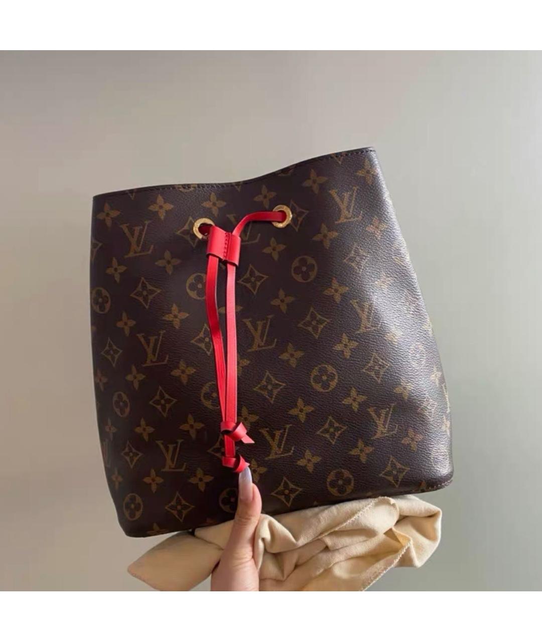 LOUIS VUITTON Красная сумка тоут из канвы, фото 8