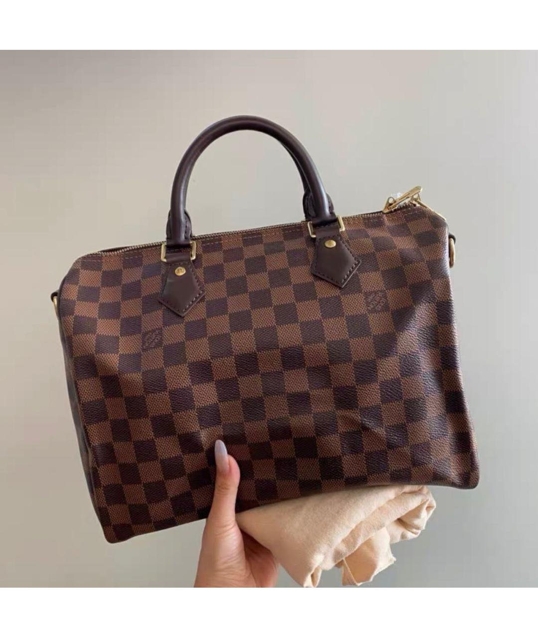 LOUIS VUITTON Коричневая сумка тоут из канвы, фото 8