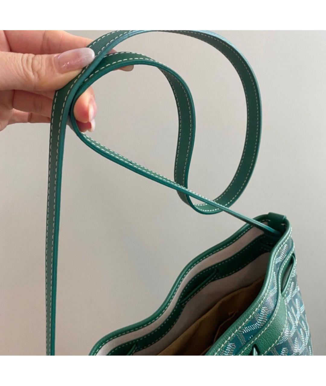 GOYARD Зеленая кожаная сумка тоут, фото 7