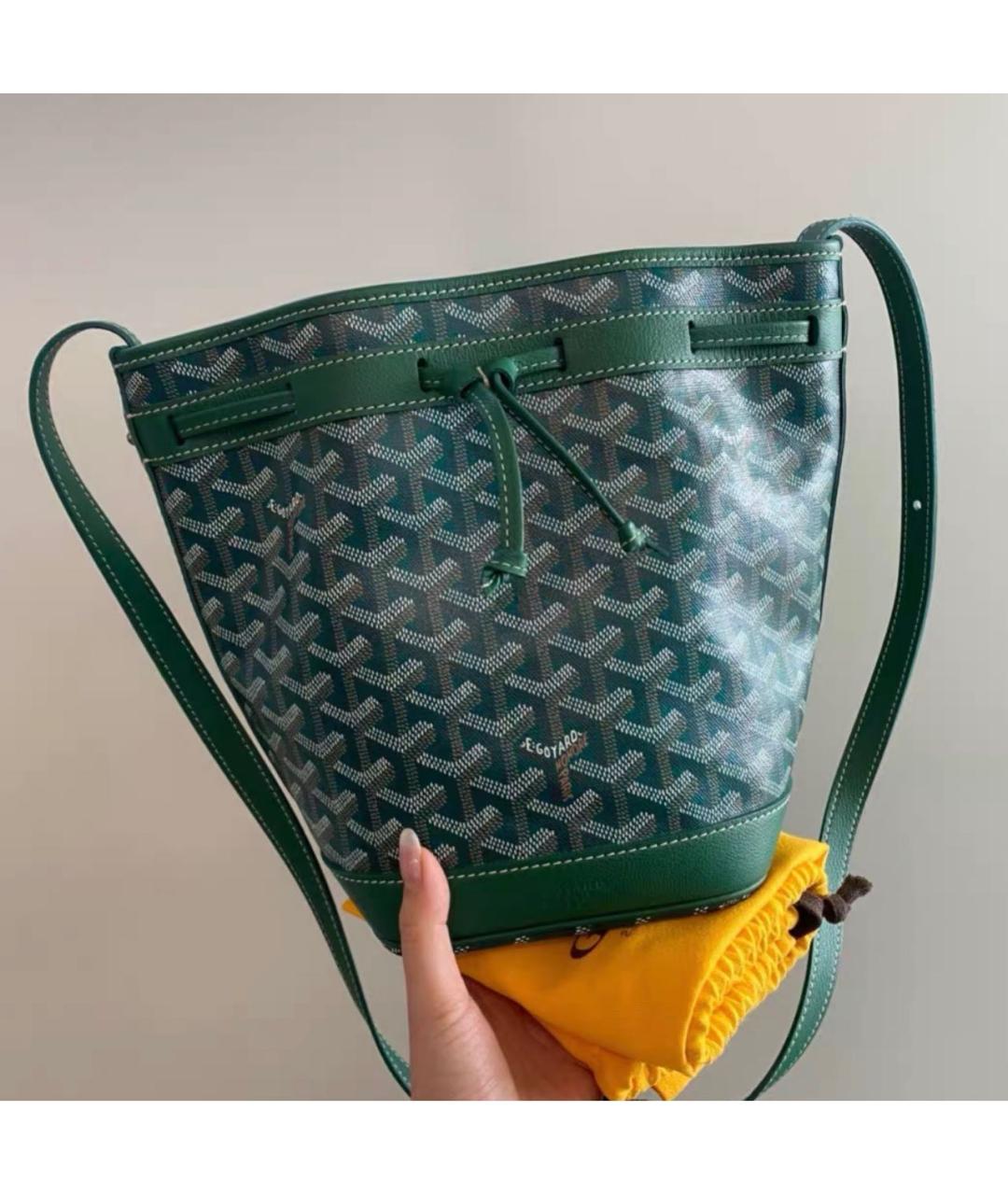 GOYARD Зеленая кожаная сумка тоут, фото 8