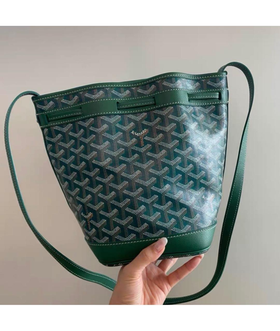 GOYARD Зеленая кожаная сумка тоут, фото 2