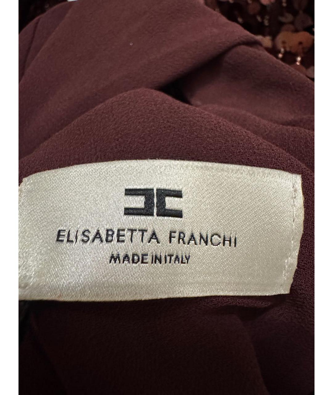 ELISABETTA FRANCHI Бордовое шелковое вечернее платье, фото 4